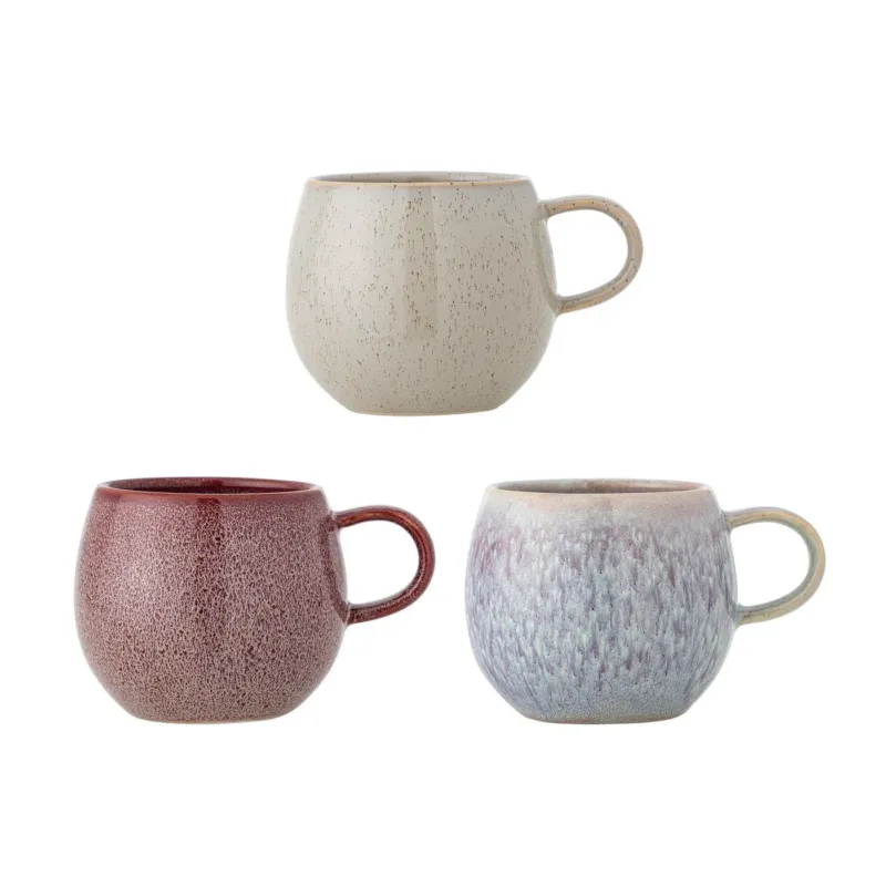 3 mugs en grès colorés 10,5x10cm Addison - Bloomingville - The Cool Republic