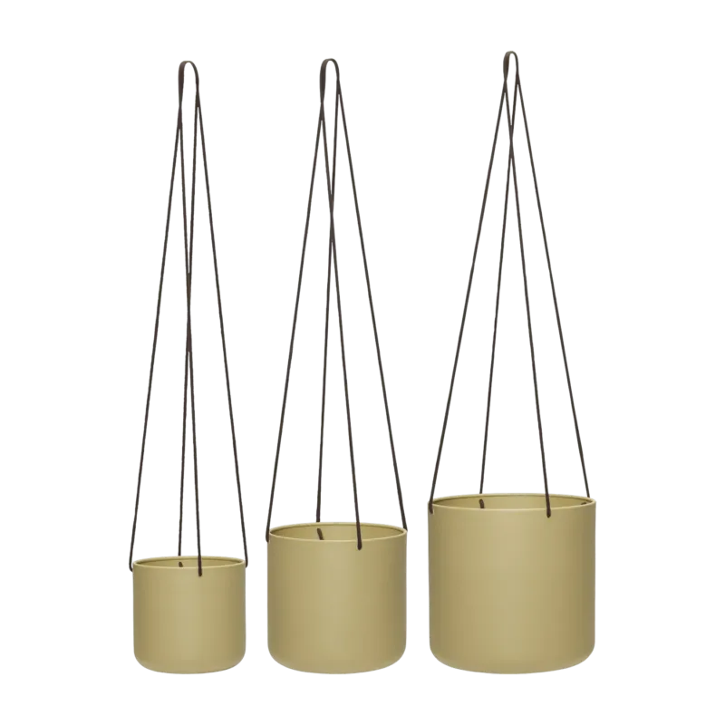 3 Pots ronds suspendus en fer beige Bloom - Hübsch - The Cool Republic