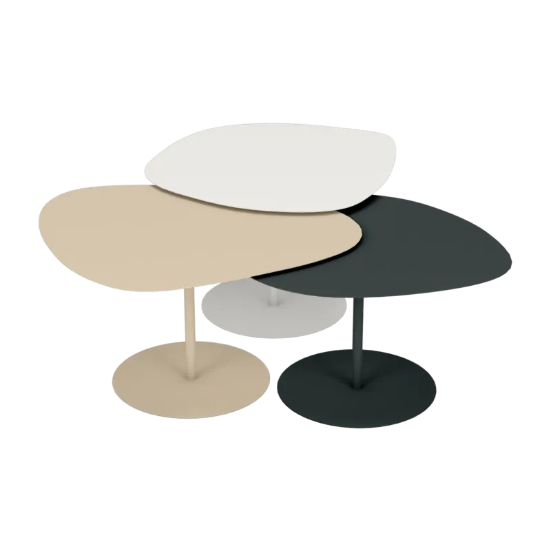 3 Tables basses gigognes blanc, crème et anthracite Galet - Matière Grise - The Cool Republic