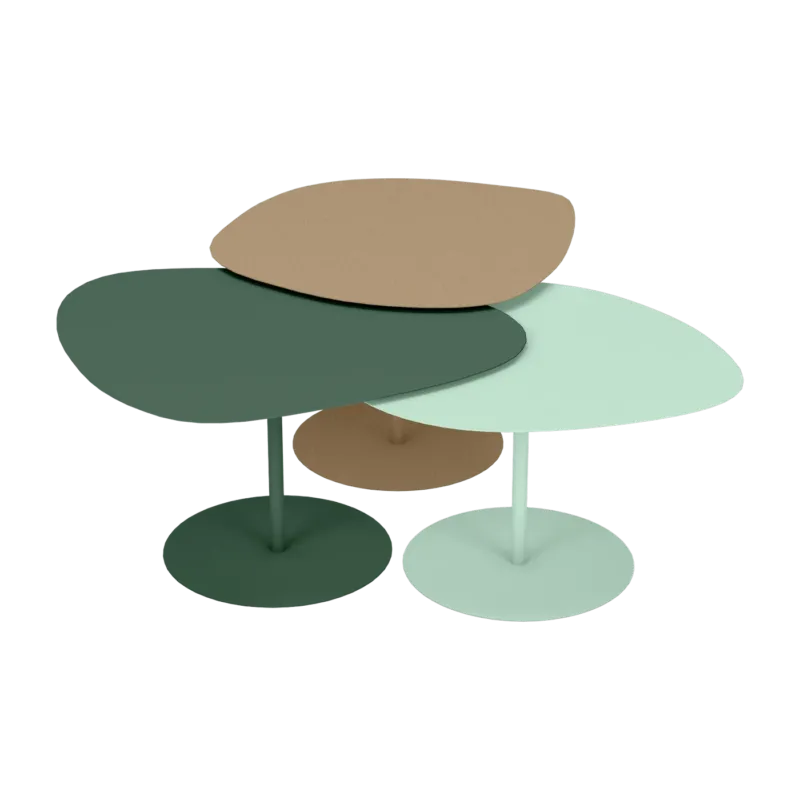 3 Tables basses gigognes sable, olive et vert d'eau Galet - Matière Grise - The Cool Republic