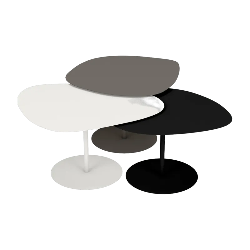 3 Tables basses gigognes taupe, blanc et noir mat Galet - Matière Grise - The Cool Republic