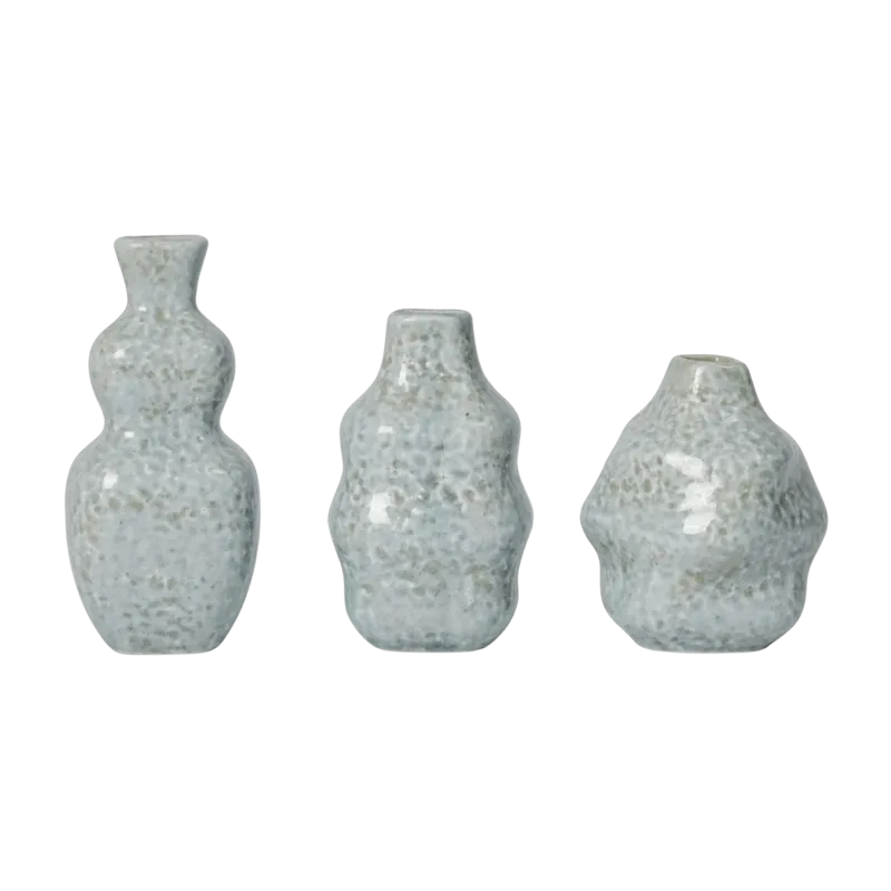 3 Vases en grès émaillé brillant bleu clair Cornelia - Broste Copenhagen - The Cool Republic