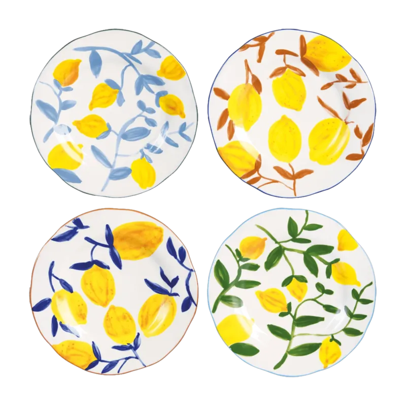 4 assiettes motifs citrons 22 cm Lemon Twig - &Klevering - The Cool Republic