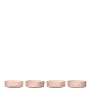4 Bols de service ronds en verre soufflé recyclé rose 12,2 x 3,5 cm Ripple - Ferm Living - The Cool Republic