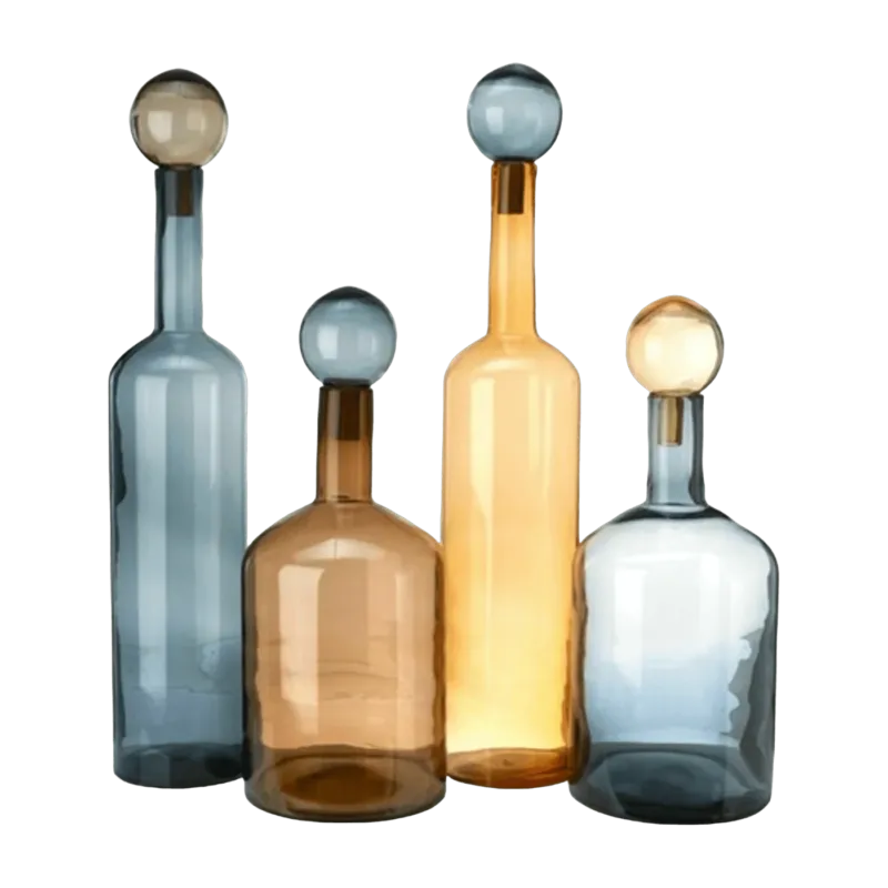 4 grandes bouteilles bleu et marron en verre Bubbles & Bottles - Pols Potten - The Cool Republic