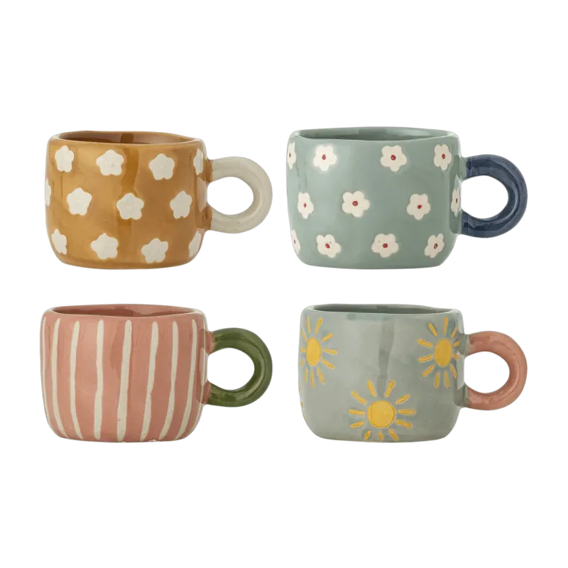 4 tasses en grès multicolore 7,5x5,5cm Nini - Bloomingville - The Cool Republic