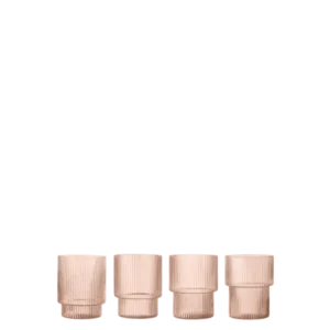 4 Verres à eau en verre soufflé recyclé rose Ripple - Ferm Living - The Cool Republic
