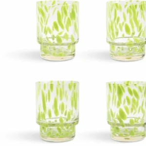 4 Verres à eau en verre vert 8x10cm Tortoise - &Klevering - The Cool Republic