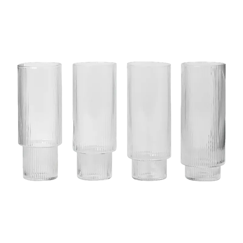 4 Verres à eau long drink Ripple - Ferm Living - The Cool Republic