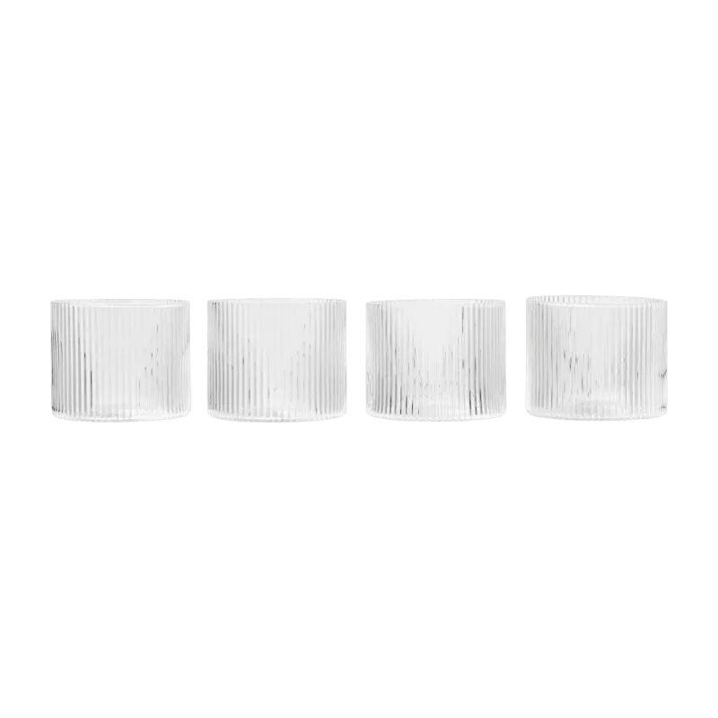 4 verres transparents Ripple Low - Ferm Living - The Cool Republic