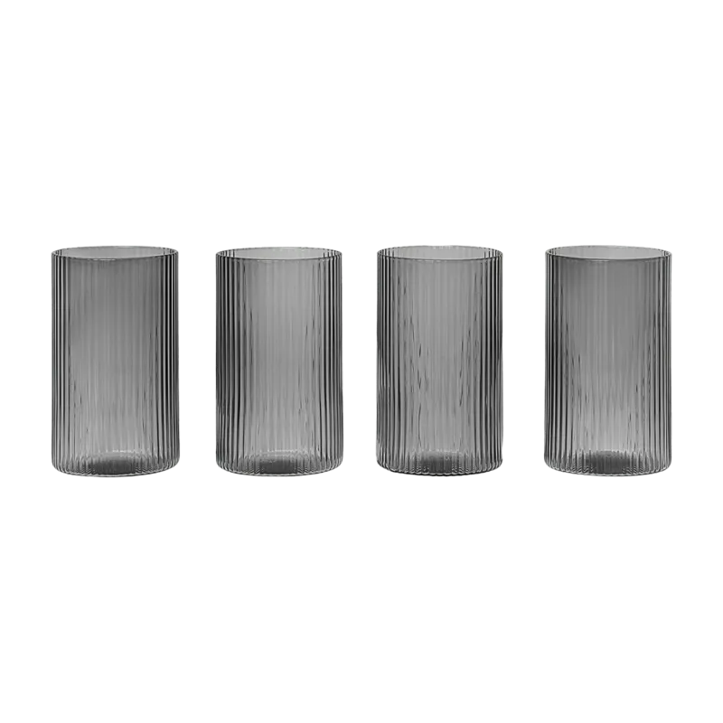 4 Verres XXS style verrine en verre gris fumé Ripple - Ferm living - The Cool Republic