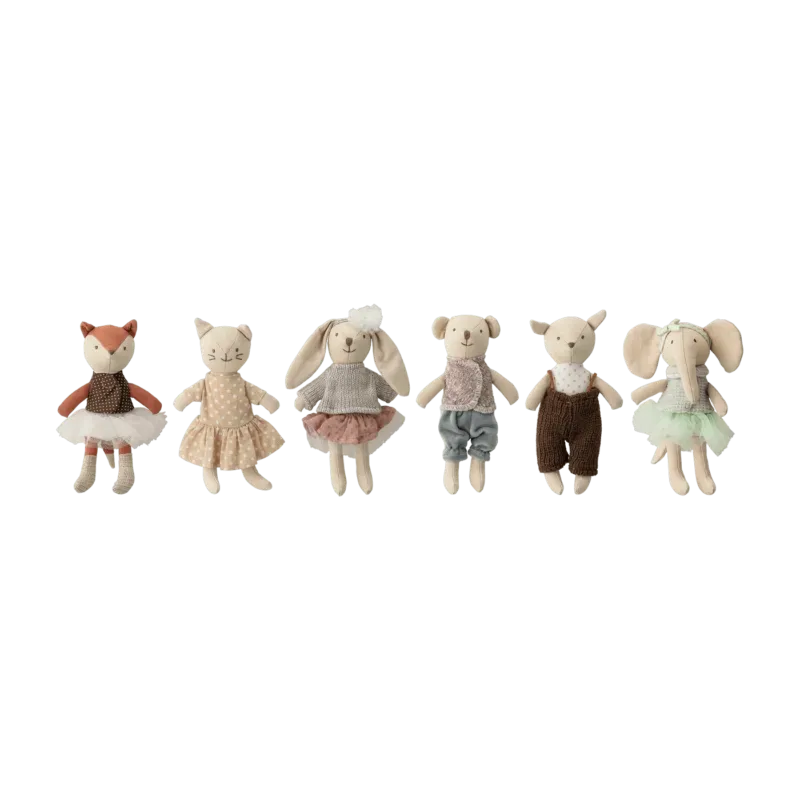6 Peluches animaux en coton - Bloomingville Mini - The Cool Republic