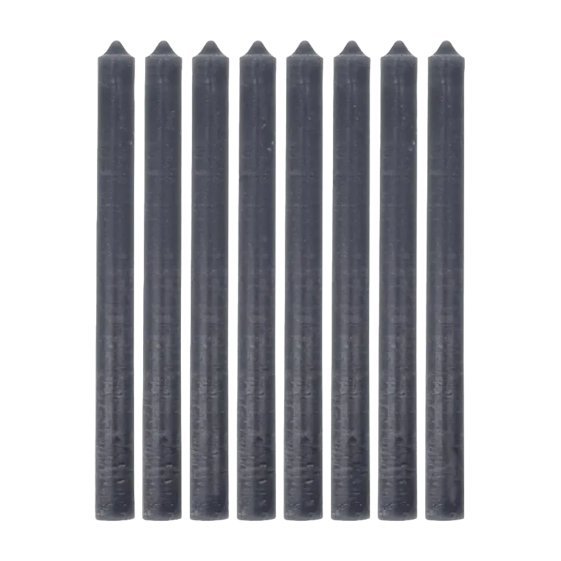 8 bougies de table en cire rustique gris foncé - House Doctor - The Cool Republic