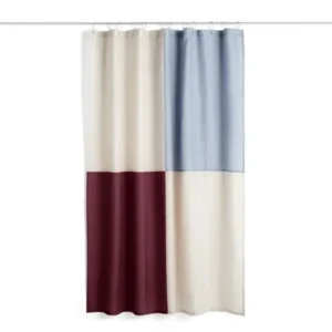 Rideau de douche à carreaux en tissu recyclé bordeaux Check - Hay