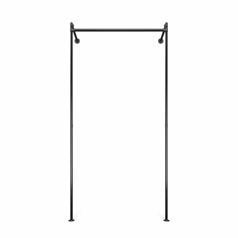 Original Walk-In 1 Reihe Kleiderstangensystem - (1 Stange) aus schwarzem Metall für platzsparende Kleideraufbewahrung