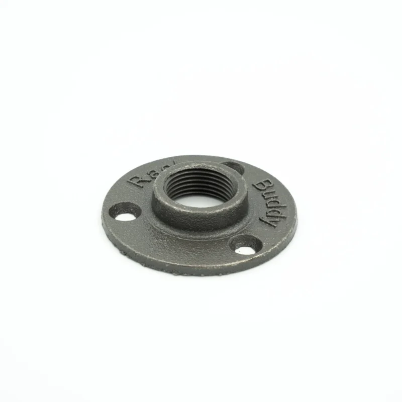 Original 3/4" Flange with thread in robuster Metalloptik mit Gewinde und drei Befestigungslöchern für vielseitige Anwendungen