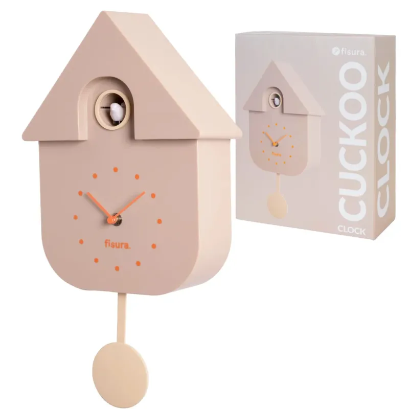 Fisura CUCKOO Clock „Beige mit orangefarbenem Zifferblatt“ – Produktansicht 1