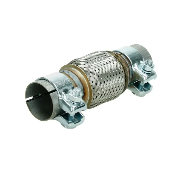Ein flexibles Verbindungselement aus Metall mit zwei Klemmen.