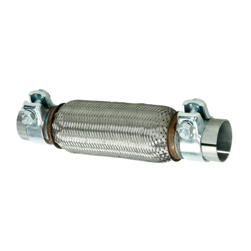 Flexibles Metallrohr mit Befestigungen an beiden Enden.