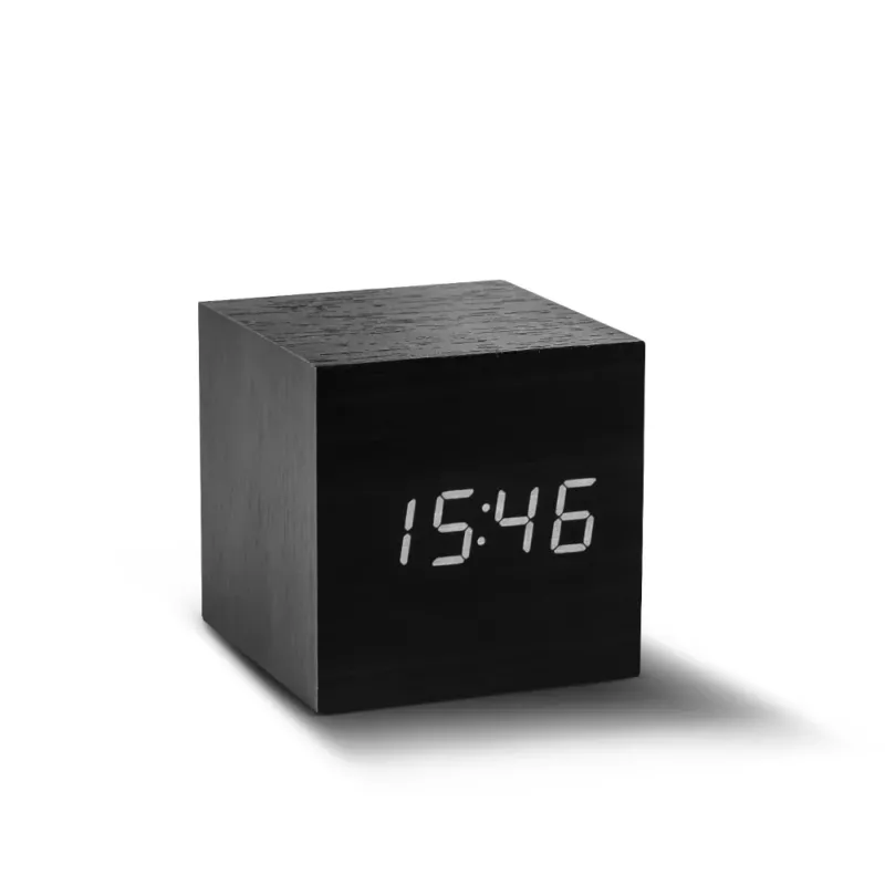 Gingko-cube-click-clock-black-white-LED-1