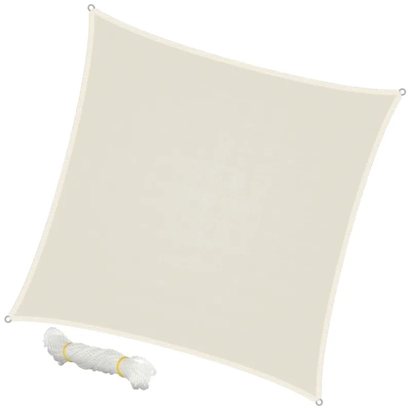 Sonnensegel in quadratischer Form mit einem Seil zum Aufhängen.