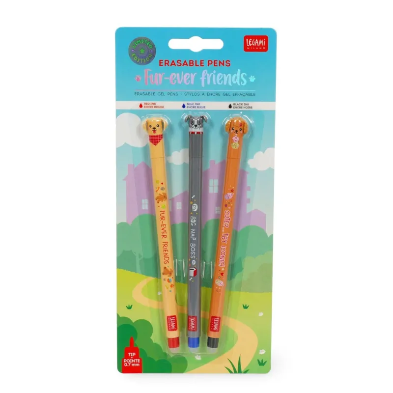 Set mit 3 löschbaren Gelstiften - Erasable Pen „Fur-ever Friends“ von LEGAMI, Produktansicht 1