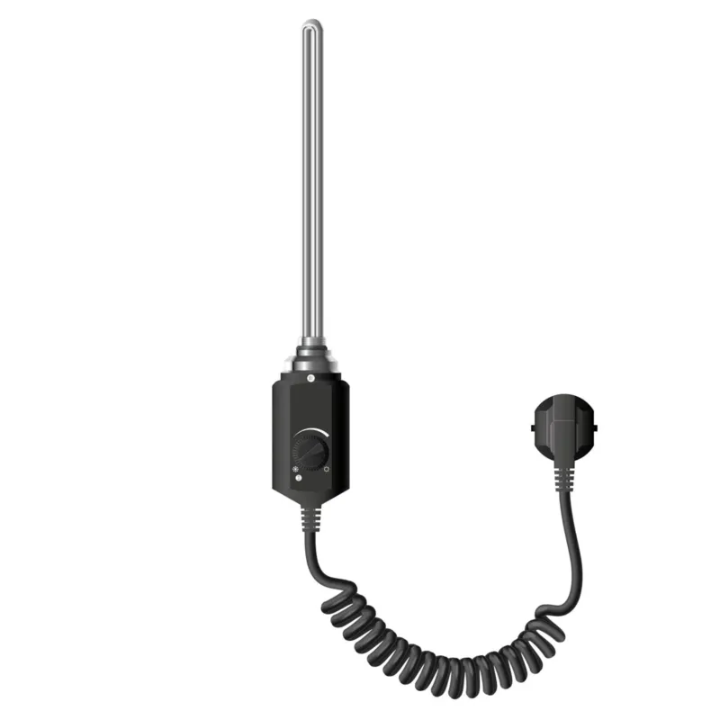 Heizstab mit spiralförmigem Kabel und Stecker.