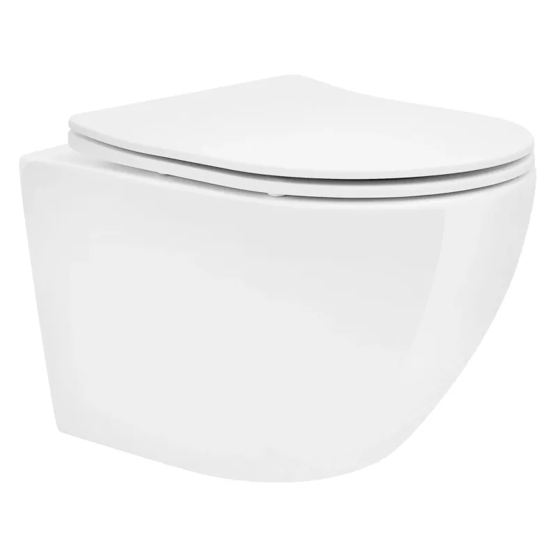 Weißes Wand-WC in modernem Design.
