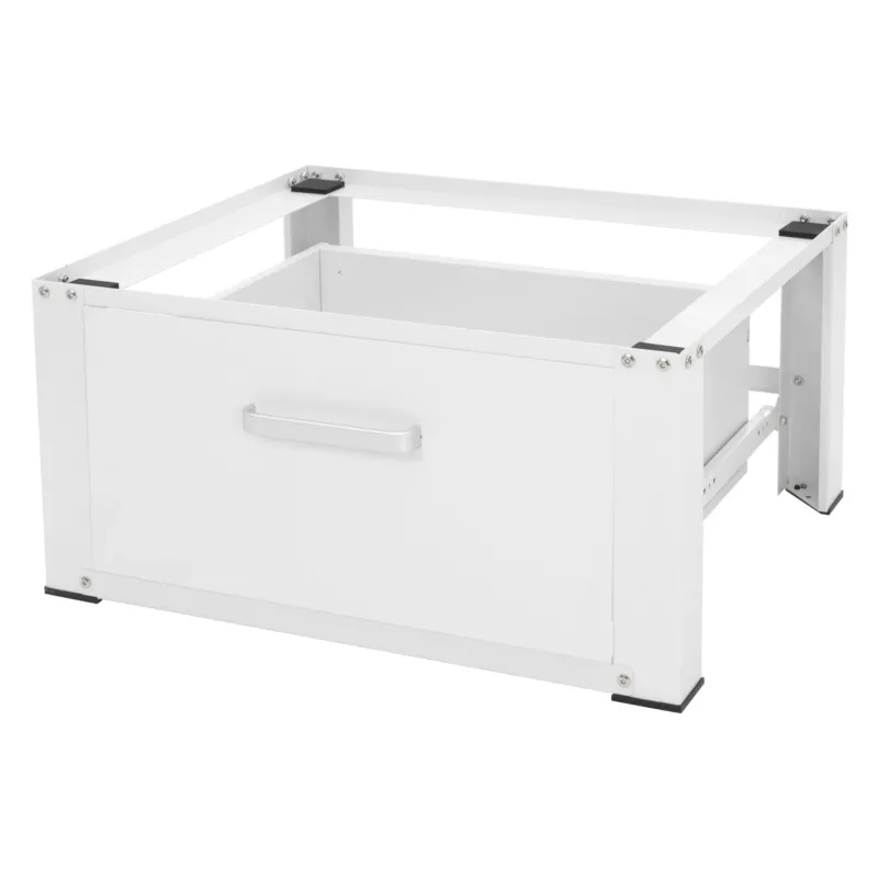 Weißer Schubladenschrank ohne Inhalt, mit Griff.