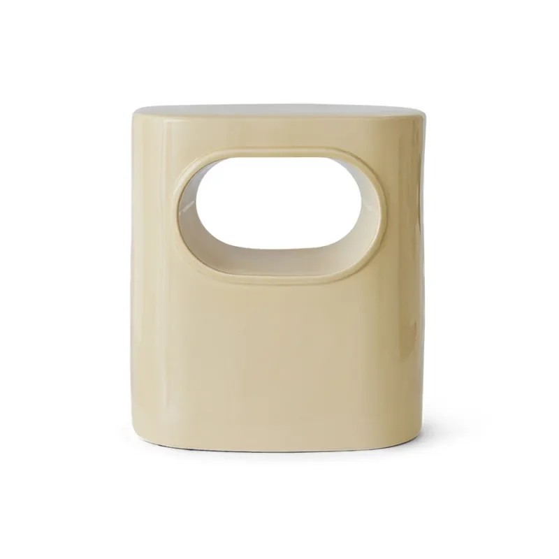 HKliving Space Beistelltisch – Steingut, Glossy, Cream/Orange
