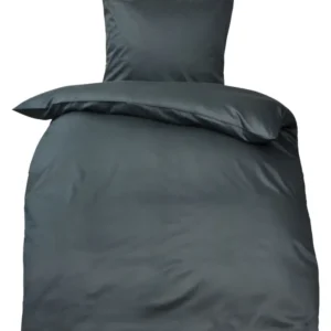 Premium Mako Satin Bettwäsche Kissenbezüge uni MOON 100% Baumwolle anthrazit - individuell zusammenstellbar