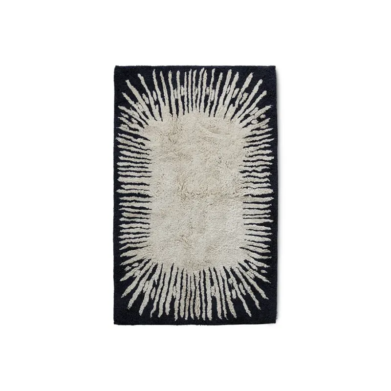 HKliving Monochrome Badematte – Baumwolle, 75x120 cm, black/cream