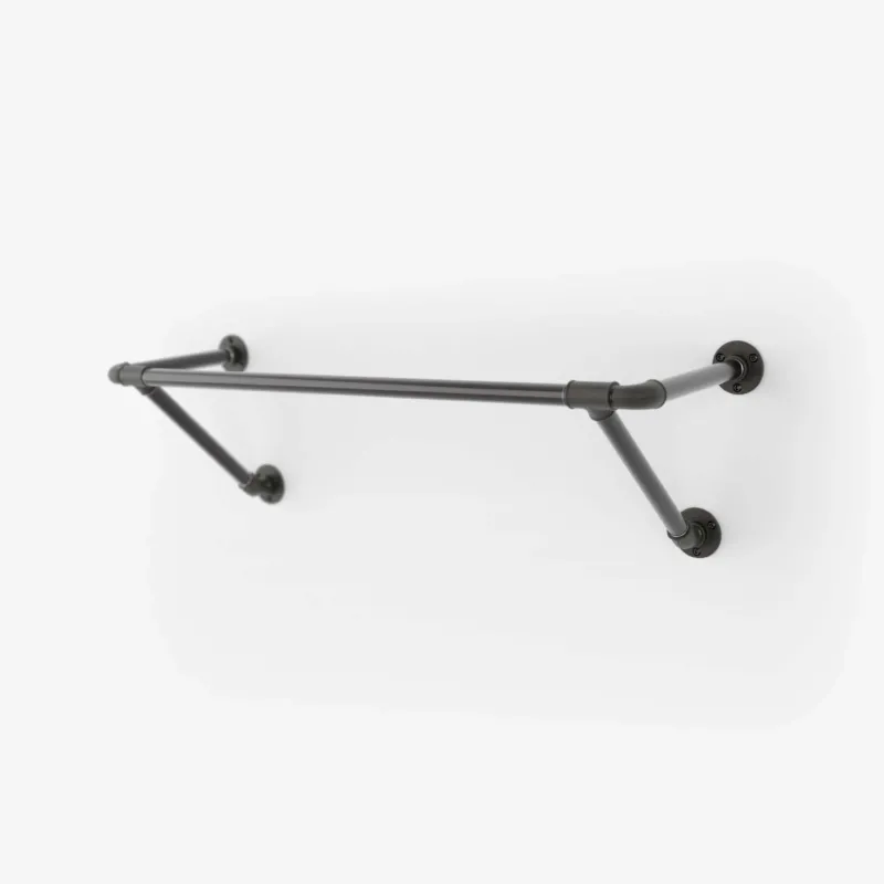 Original Wyatt – Starke Kleiderstange für die Wand aus schwarzem Metall, platzsparend und robust für mehr Ordnung.