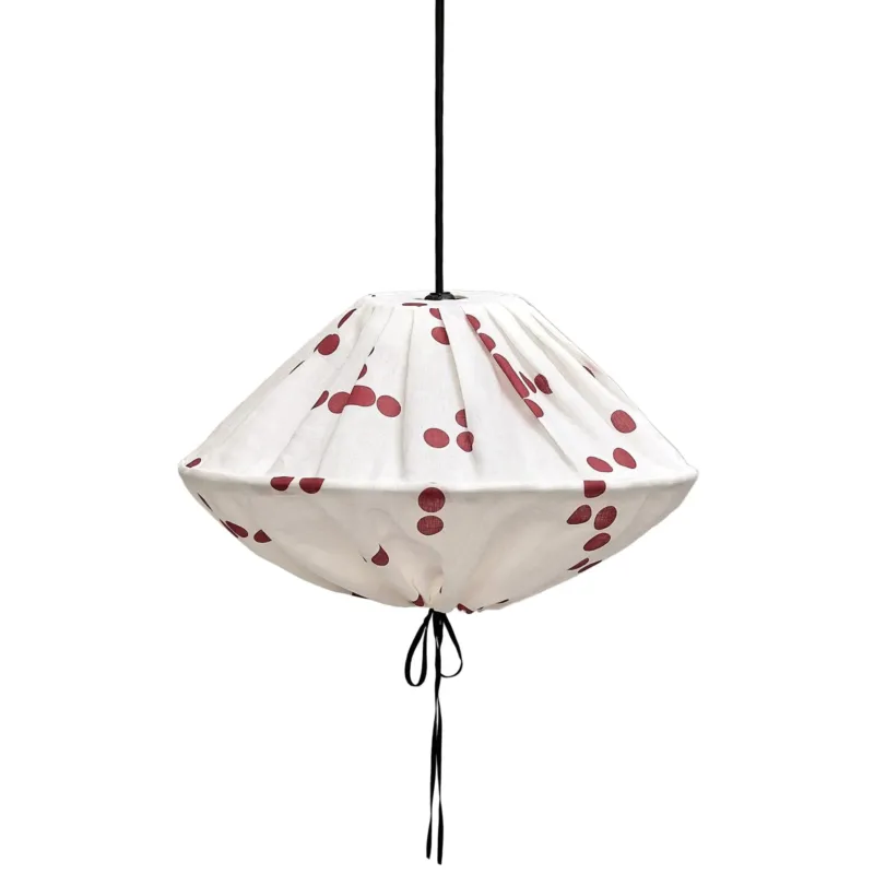 Abat-jour pour suspension en lin français à pois rouges 50 cm Yumi - Nobodinoz - The Cool Republic