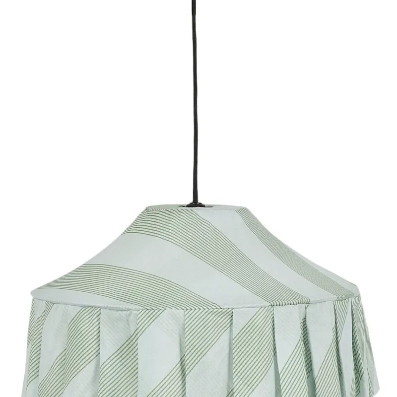 Abat-jour pour suspension en voile de coton bio à rayures bleu et vert 50cm Nicole - Nobodinoz - The Cool Republic