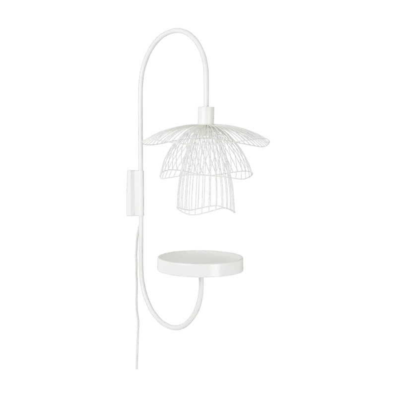 Applique en métal blanche avec tablette XS Papillon - Forestier - The Cool Republic