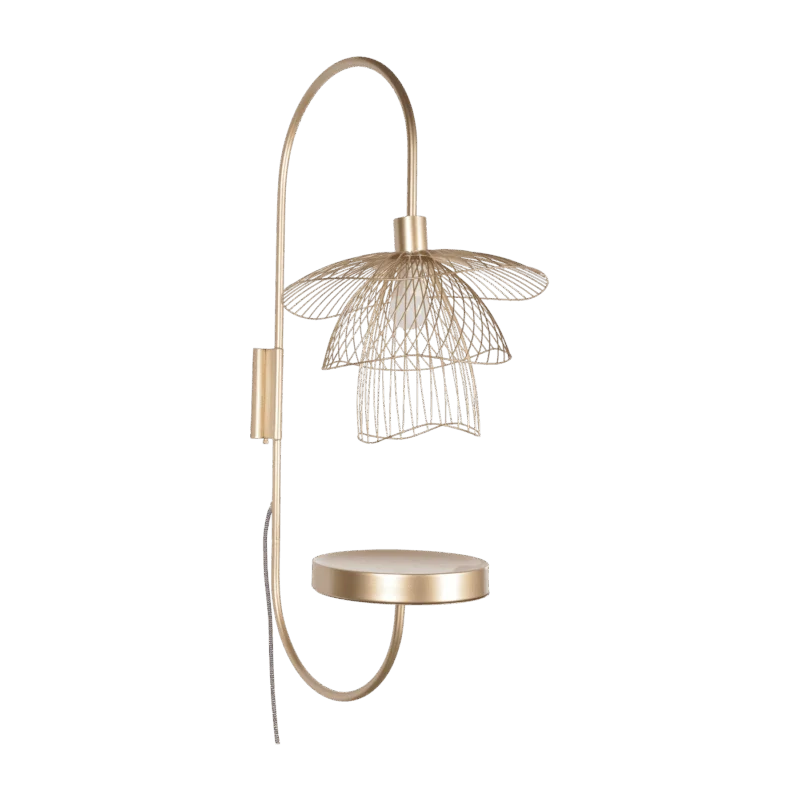 Applique en métal champagne avec tablette XS Papillon - Forestier - The Cool Republic