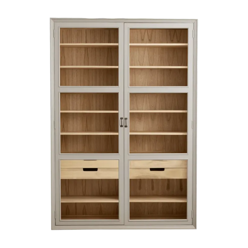 Armoire vitrine en bois gris 149x44x210cm Viva - Nordal - The Cool Republic