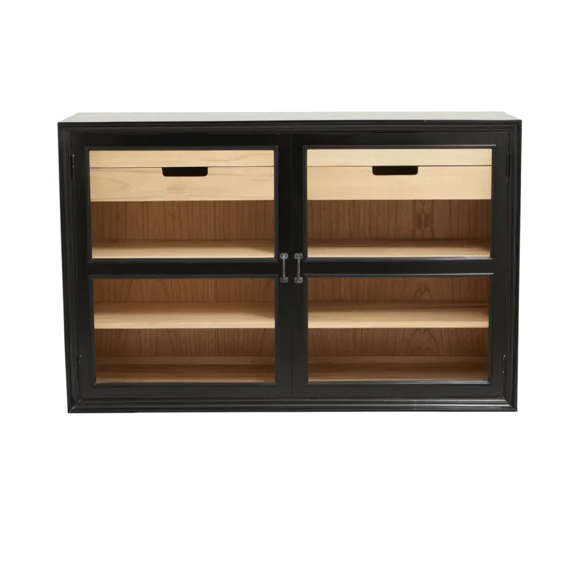Armoire vitrine en bois noir 148x44x96,5cm Viva - Nordal - The Cool Republic
