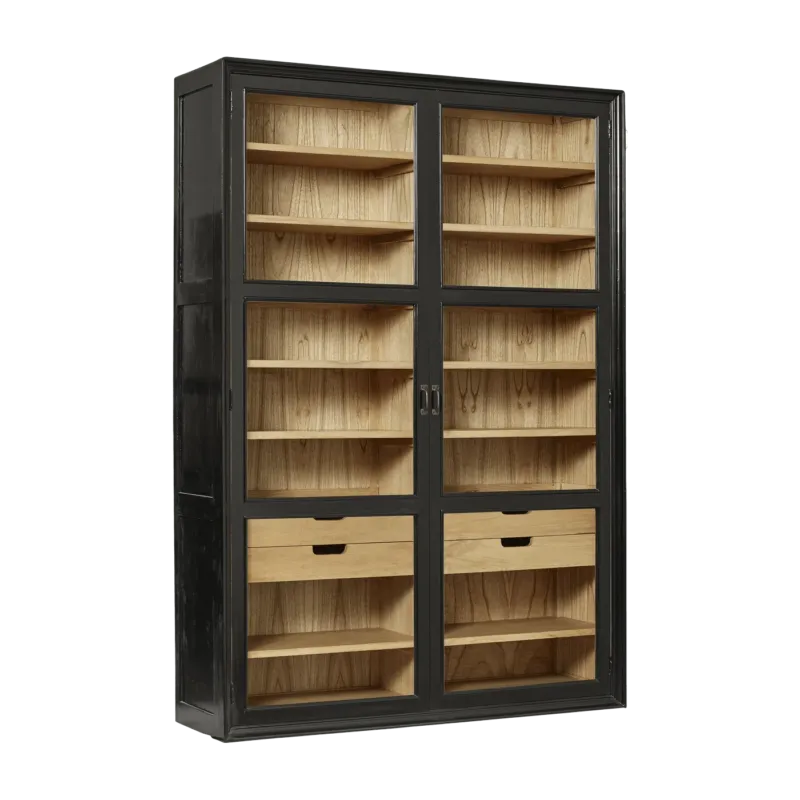Armoire vitrine en bois noir 149x44x210cm Viva - Nordal - The Cool Republic