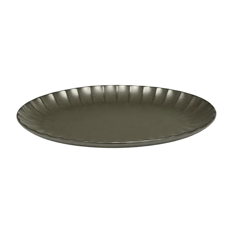Assiette en grès ovale verte 25 cm Inku - Serax - The Cool Republic