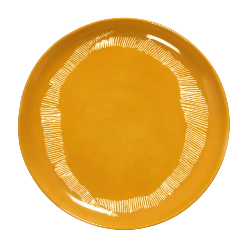 Assiette M sunny yellow avec motif blanc Feast - Serax - The Cool Republic