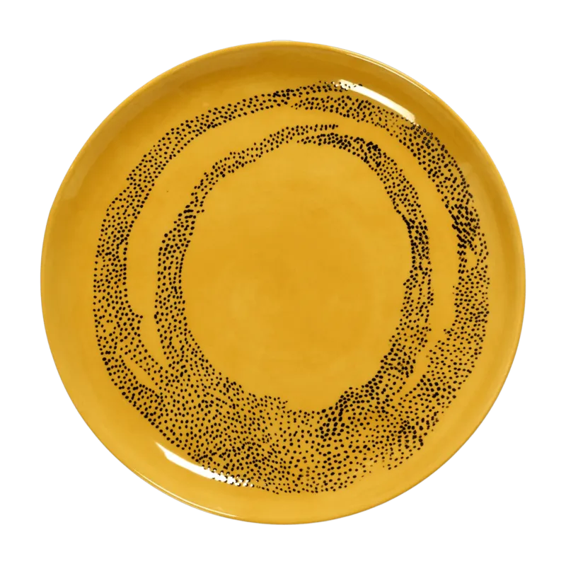 Assiette M sunny yellow avec motif noir Feast - Serax - The Cool Republic