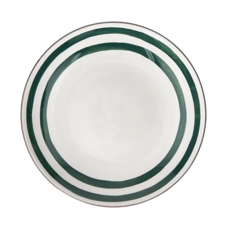 Assiette plate en porcelaine blanche et vert 27cm - Pomax - The Cool Republic