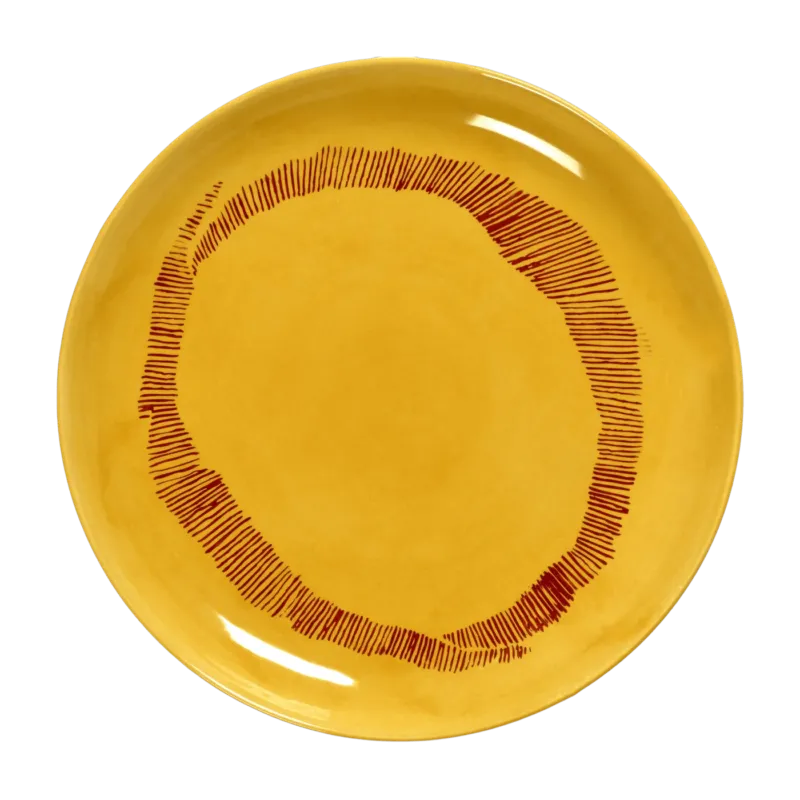 Assiette S sunny yellow avec motif rouge Feast - Serax - The Cool Republic