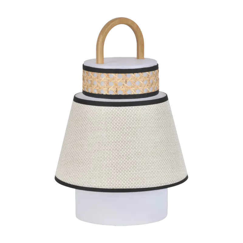 Baladeuse extérieure beige en bambou et en cannage 32,5 x 21,5 cm Singapour - Market set - The Cool Republic