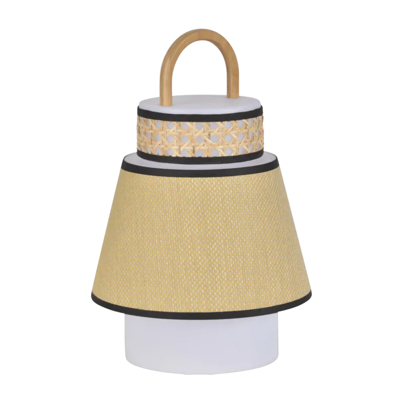 Baladeuse extérieure jaune en bambou et en cannage 32,5 x 21,5 cm Singapour - Market set - The Cool Republic