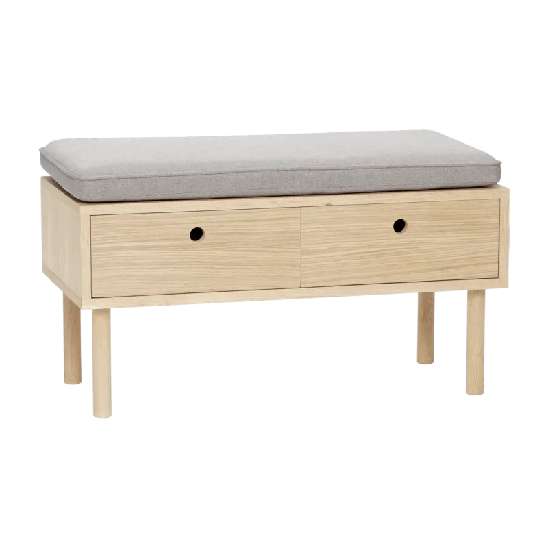 Banc avec son coussin en chêne naturel - Hübsch - The Cool Republic
