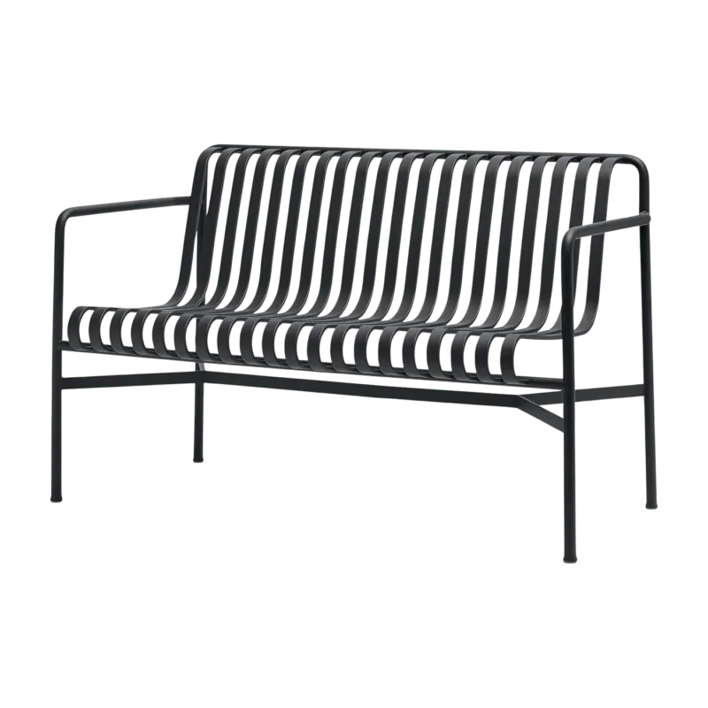 Banc de jardin avec accoudoirs en métal anthracite Palissade - HAY - The Cool Republic