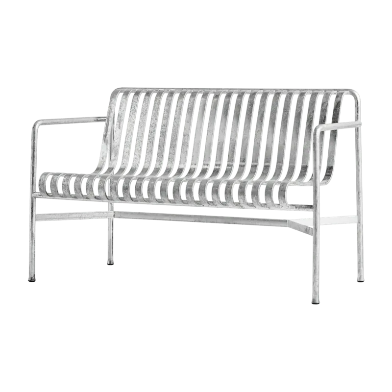 Banc de jardin avec accoudoirs en métal gris galvanisé Palissade - HAY - The Cool Republic
